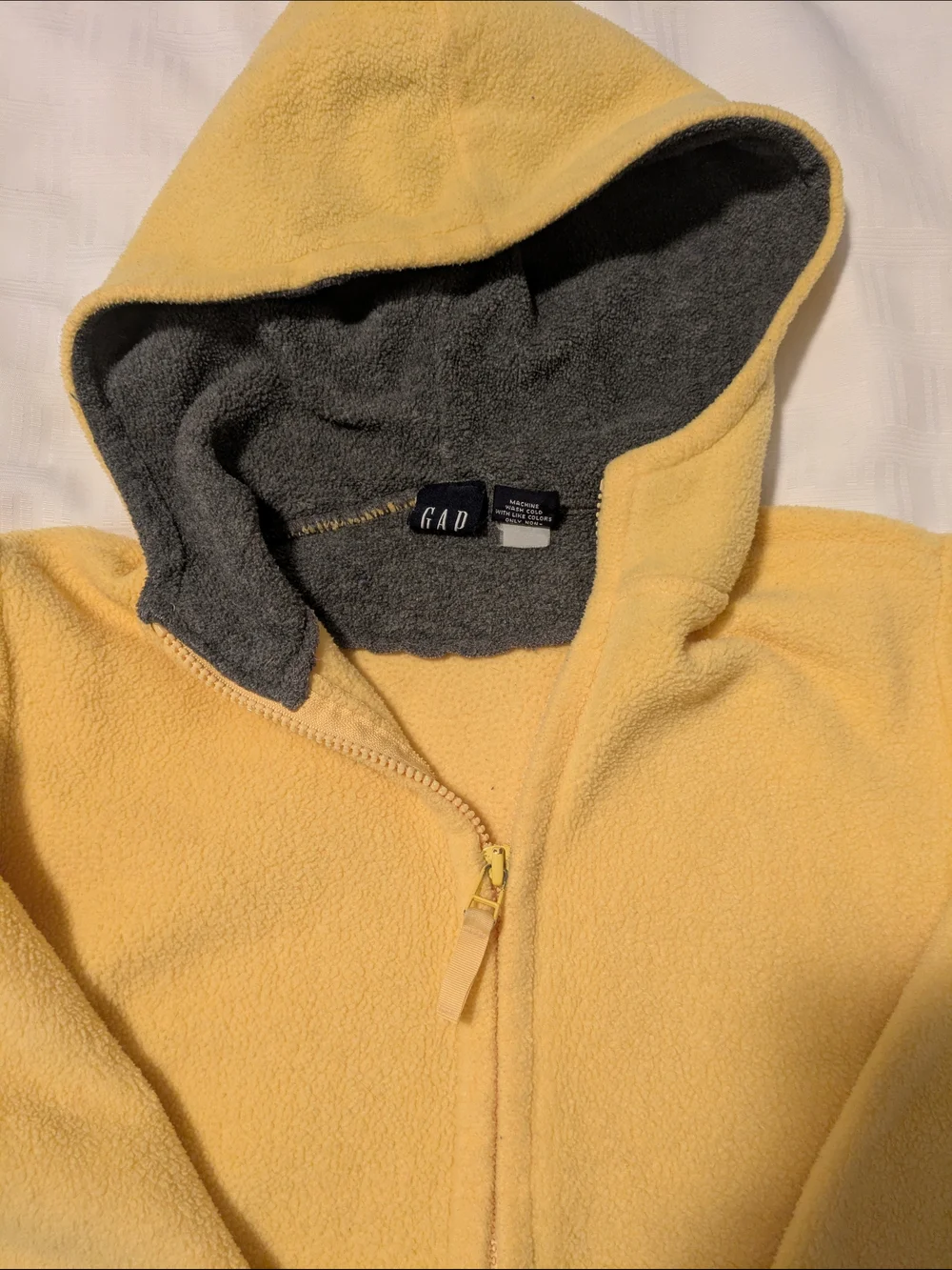 GAP Yellow Hooded Fleece Jacket with Gray Lining